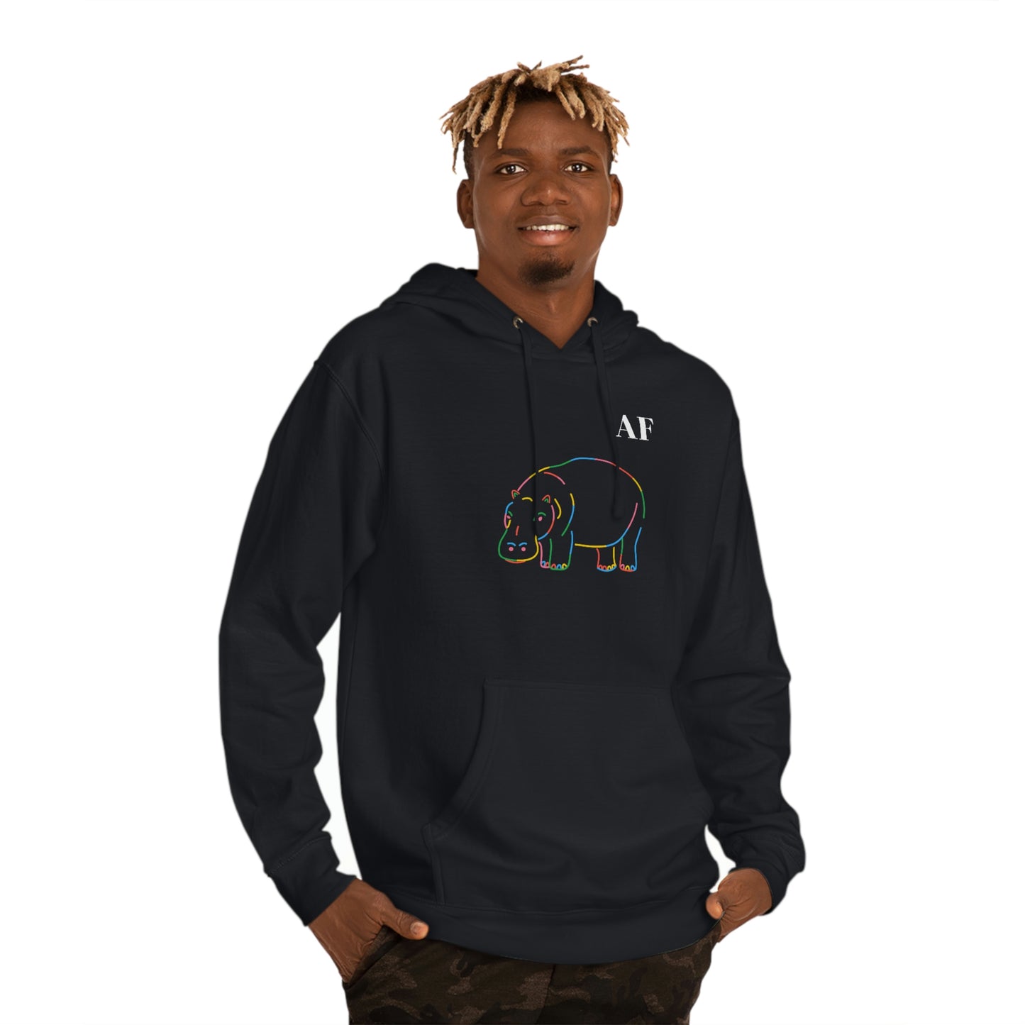 Rainbow Hippo AF - Unisex EcoSmart® Pullover Hoodie Sweatshirt