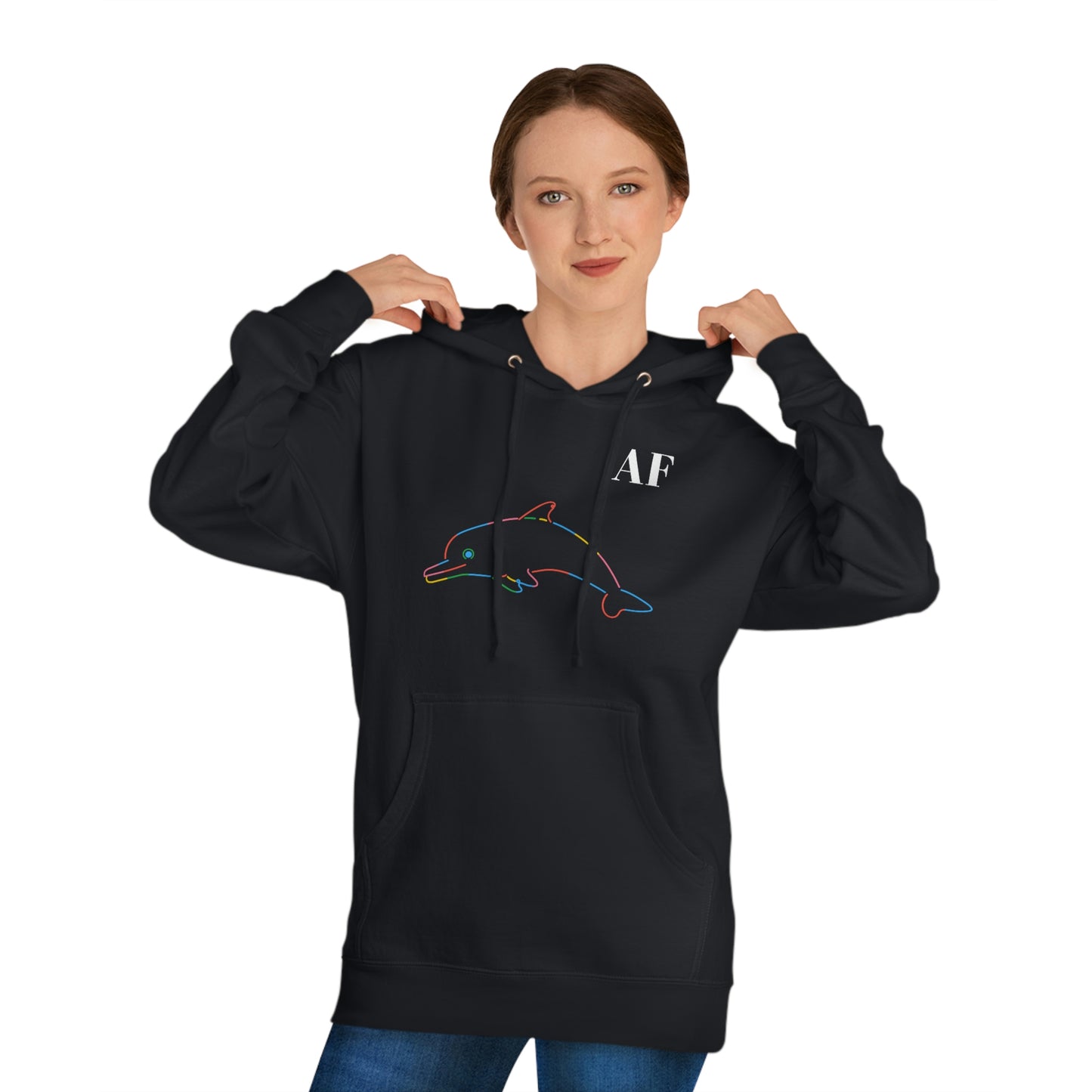 Rainbow Dolphin AF - Unisex EcoSmart® Pullover Hoodie Sweatshirt