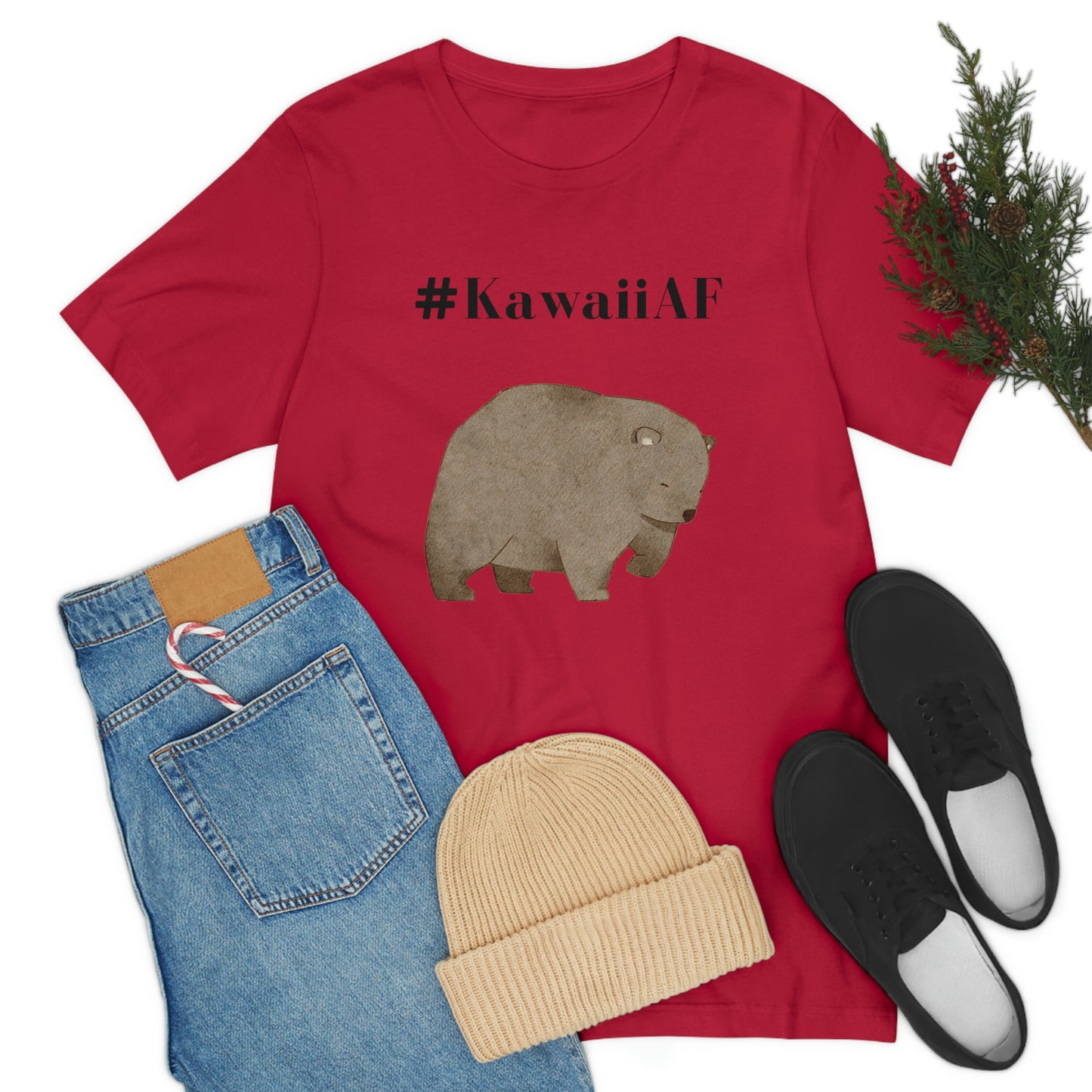 #KawaiiAF Brown Bear - Unisex Jersey Short Sleeve Tee