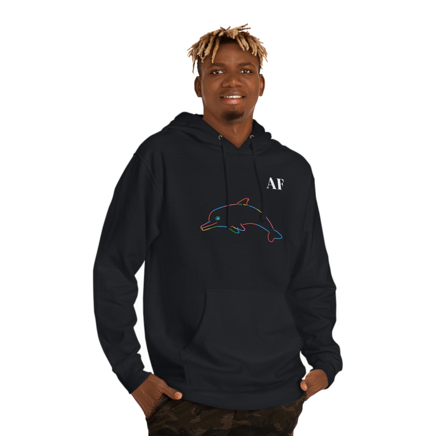 Rainbow Dolphin AF - Unisex EcoSmart® Pullover Hoodie Sweatshirt