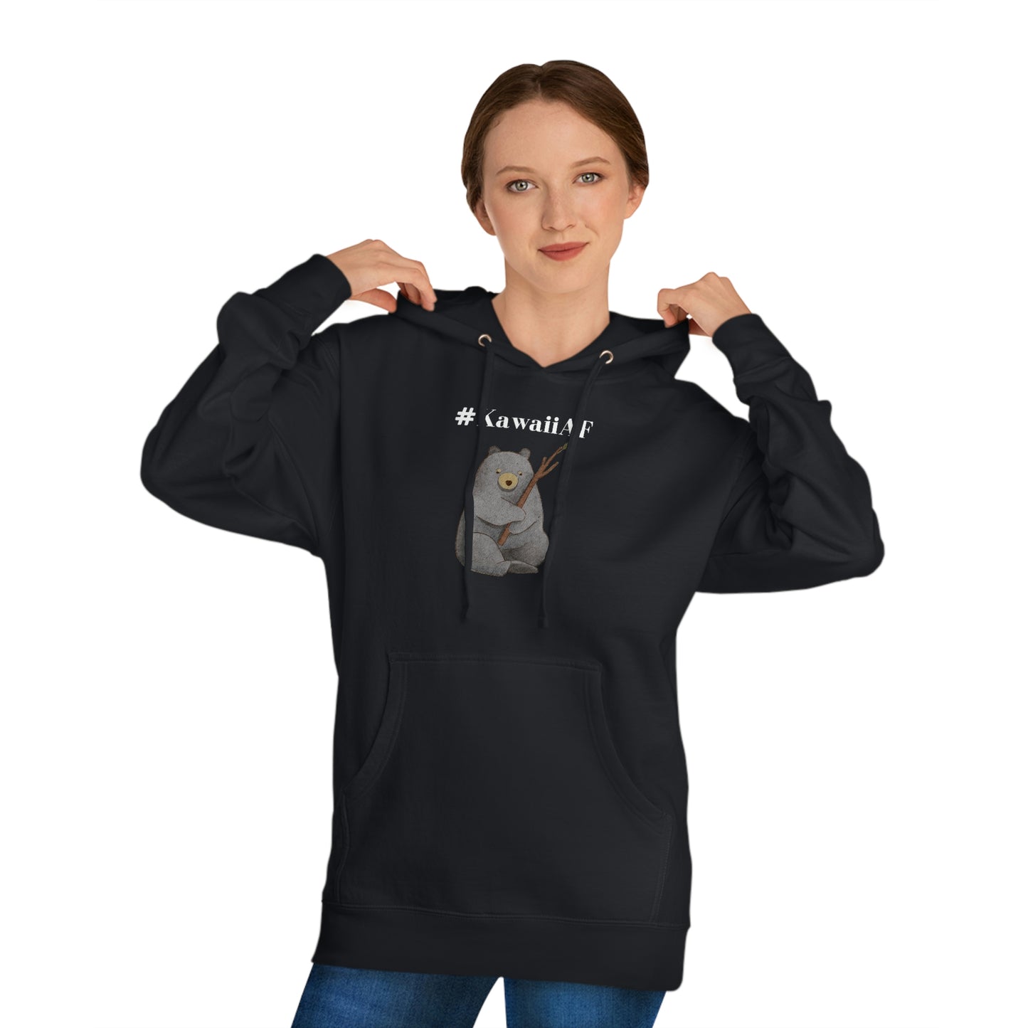 #KawaiiAF Black Bear - Unisex EcoSmart® Pullover Hoodie Sweatshirt